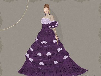 Purple Lotus Gown Fashion Illustration art artwork digital art digital illustration fashion design fashion illustration illustration