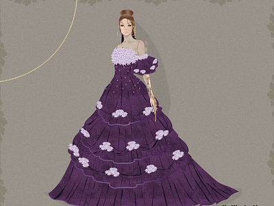 Purple Lotus Gown Fashion Illustration