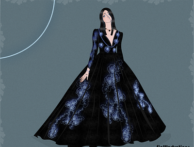 Black Luminescence Ball Gown Fashion Illustration art artist artwork digital art digital illustration fashion illustration fashion illustrator illustration