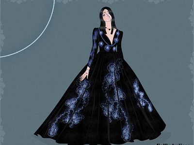 Black Luminescence Ball Gown Fashion Illustration