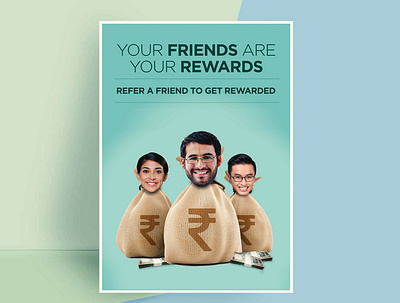 Job Referral Poster bag branding bundle design email friend graphics job money newsletter photoshop poster referral reward