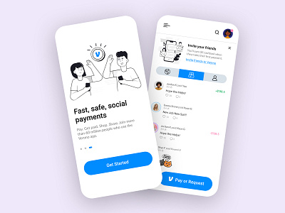 Venmo App Redesign Concept app banking character clean illustration minimal minimal app mobile mobile app onboarding pay payments paypal social typography ui ui design ux wallet white