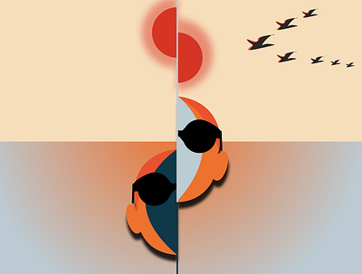 S P L I T beach birds design design art dribbblers dribble graphicdesign illustration illustrator minimal orange portrait sea sketch sun sunglasses sunny