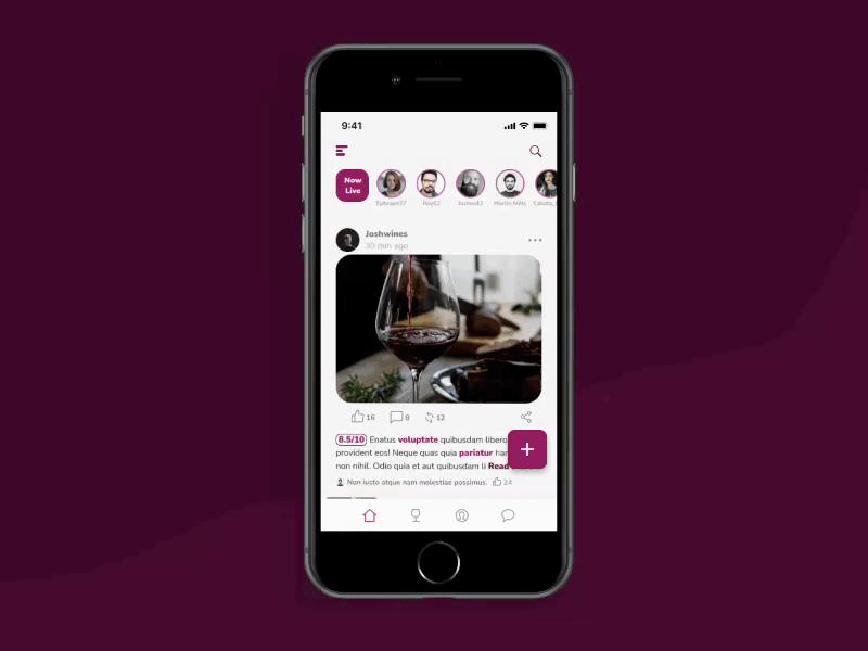 Social Wine app design ui