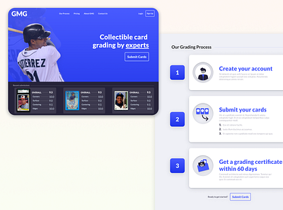 Card Grading Services Landing Page branding design illustration web