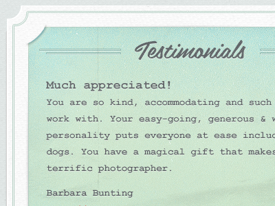 Testimonials belinda charcoal paper testimonials texture turquoise web site