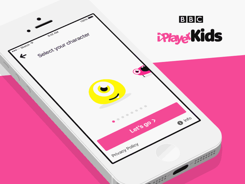 iPlayer Kids animation app bbc cbbc cbeebies characters design iplayer kids ui ux vector