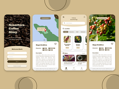 Nusantara Coffee Story app coffee app coffee ui design graphic design mobile mobile app mobile app design ui ux
