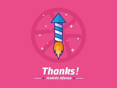 THANKS! dribbble highfive illustration rocket thanks vector