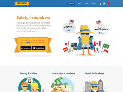 Hide My Phone Landing Page calls hide landing uk uxui website