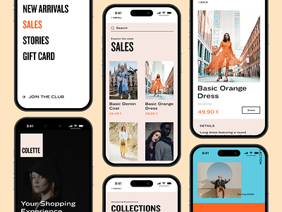 🛍 Colette Shopping App android app design ecommerce fashion fashion app ios mobile app orange shopping shopping app website