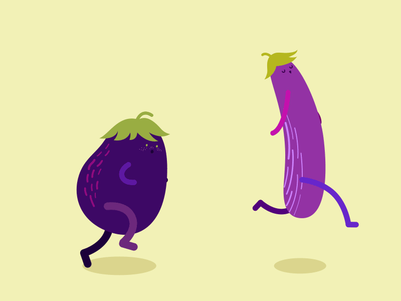 Eggplant Marathon ae after effects animation cartoon cute eggplants funny gif looping gif rubberhose run cycle veggies