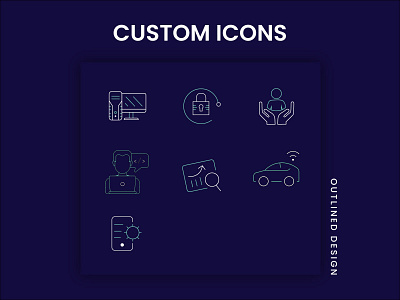 Custom Icons - Outlined design icon minimal typography vector