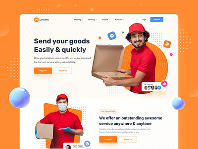Delivery Web UI UX Design 2021 design awesome clean ui delivery delivery landing page delivery website design designer food landing page food website fresh ui landingpage logo shipping shipping website trend 2021 trendy web