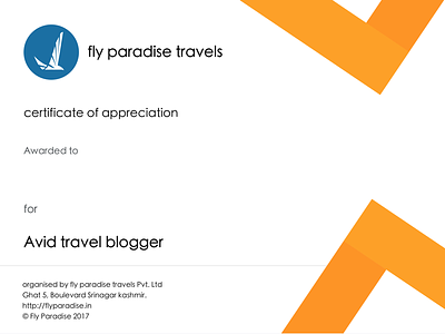 Certificate for travel blogger certificate travel