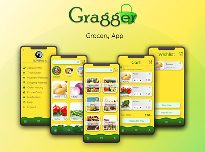 Grocery Delivery Mobile App delivery app food app foodui gredient grocery grocery app health app typography ui ux