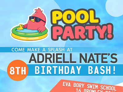 Adriell Nate's Birthday Party birthday birthday invitation invitation photoshop pool pool party pool party flyer poolside