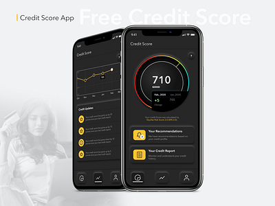 Credit Score App Design - Dark Mode - Neomorphism adobe xd banking banking app consumer credit card dark mode dark theme dark ui minimalist neomorphism ui
