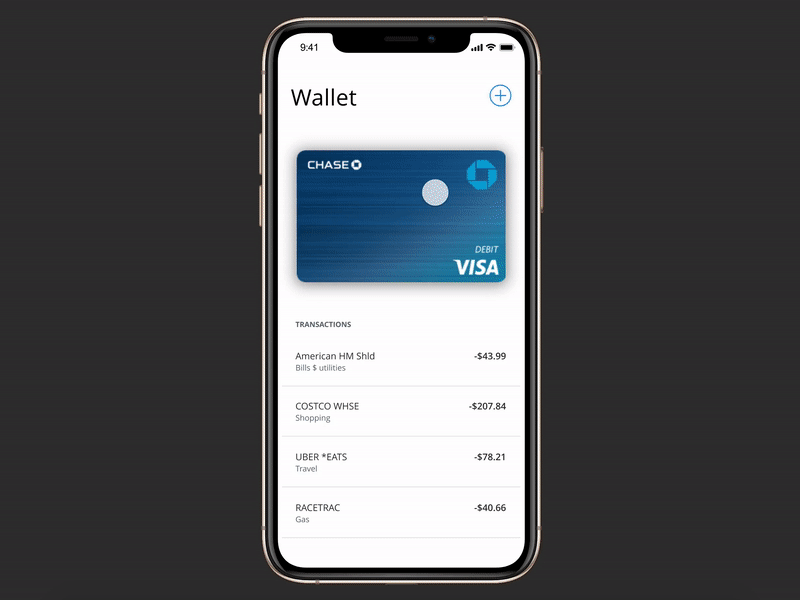 Invision Studio - Wallet Animation ux ui ui ux design design app animation app motion animation interaction invision studio invisionstudio animation