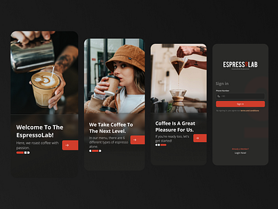 EspressoLab Mobile App Concept Redesign - Onboarding