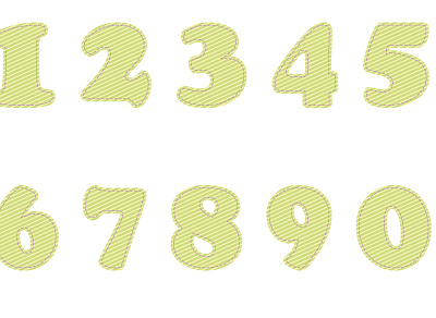 Numbers from 0 to 9 with striped print design green illustration numbers vector рисунок