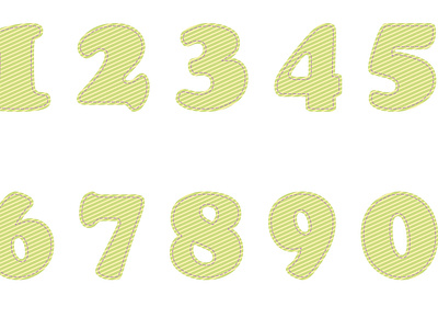 Numbers from 0 to 9 with striped print