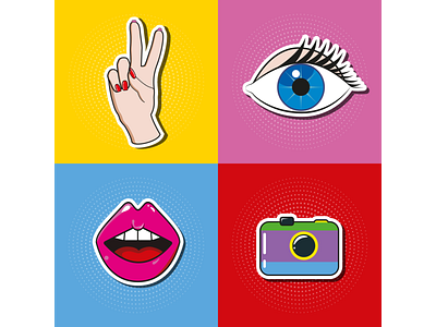 Pop art style stickers