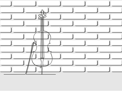Cello in a single line against a white brick wall art cello classical concert design illustration instrument melody music sound symphony vector рисунок