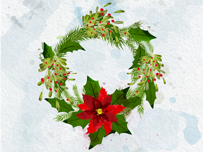 Christmas wreath graphic design illustration style vector vector watercolor watercolor christmas wreath watercolour рисунок