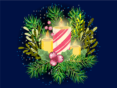 Christmas composition with candles art design graphic design illustration vector vector watercolor рисунок