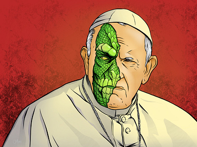 The green Pope colors digital draw green illustration pope reptile reptillian