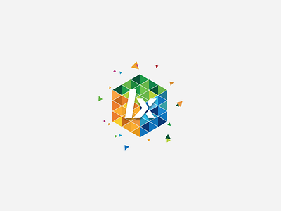 LX logo brand bright colorful colors explosion hexagon logo vector