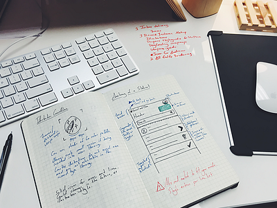 Never Stop Iterating app desk notebook sketch slideout wireframe
