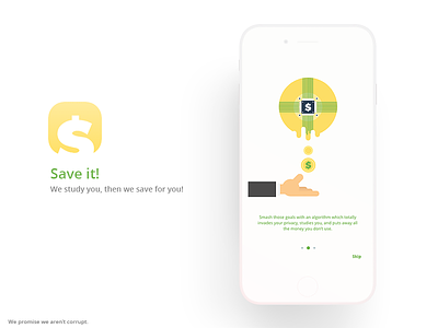 Save It! App adobe xd adobexd app ios light minimal money onboard ui
