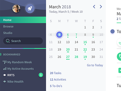 Next Preview app calendar desktop gradient menu minimal nav navigation