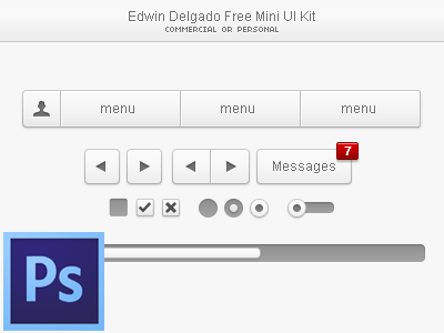 Free Mini Ui Kit assets button free freebie kit light menu minimalist photoshop psd slider ui white