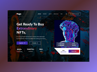 NFT Header amazingfractals branding cryptocurrency eyecatchy graphic design header hero section modernkonst new nft header newdesign nft nft art nftnews nftproject slider socialmedia trendy ui ui uiuxdesign webdesign