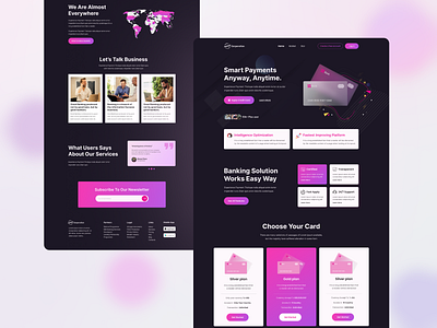 Credit Card Services Landing Page branding business clean ui credit card cryptocurrency dark landing page dark mode dark theme design graphic design header hero area interaction design landing page design masudcr price plan section trendy ui ui ux design