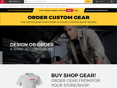 Example Custom Apparel Landing Page for Pitch