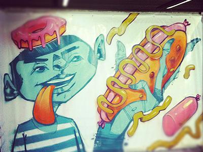 Hot Dog & Donnuts donnut graffiti hot dog illustration mister ao mustard