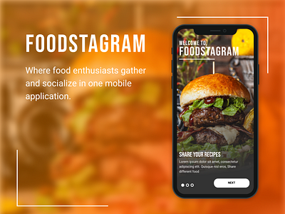 Foodstagram app burger design design app designs food mobile mobile app mobile app design mobile application mobile design orange restaurant social social media social media design social network socialmedia ui uiux