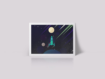 A Rocket To The Moon design flat graphic print