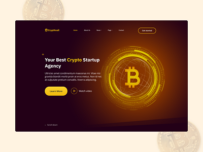 Crypto Startup Agency agency banner bitcoin branding crypto desktop illustration logo ui webdesign