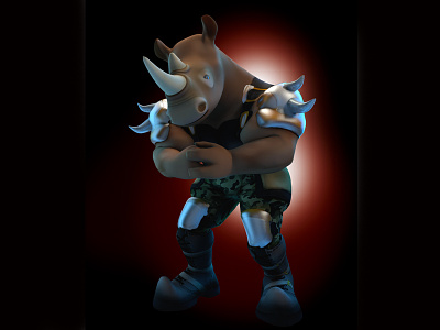character Rhino for Augmented Reality Game: ZLobsters 3d model android board game ios rendering rhino