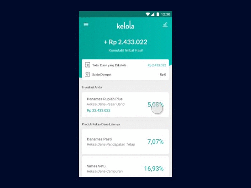 Kelola - Mutual Funds App app finance fintech flinto interaction mobile