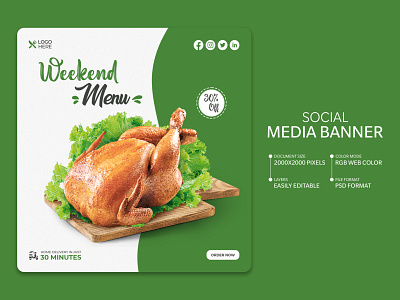 Fast food social media banner ads design | Chicken banner ads