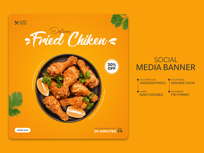 Fast food social media banner ads design | Chiken banner ads