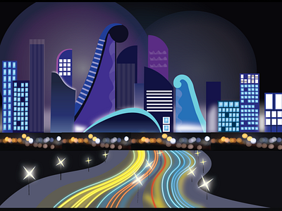 skyline effects flat design futuristic hustle illustration illustration art skyline