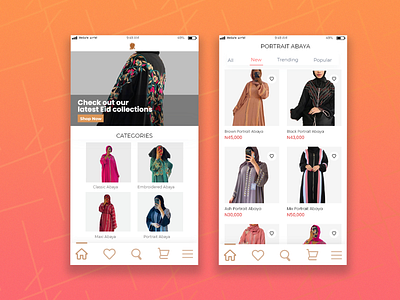 Arabian Clothing Line e-commerce app concept app design ui ux