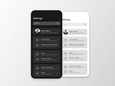 DailyUI 007 :: Settings app design ui ux